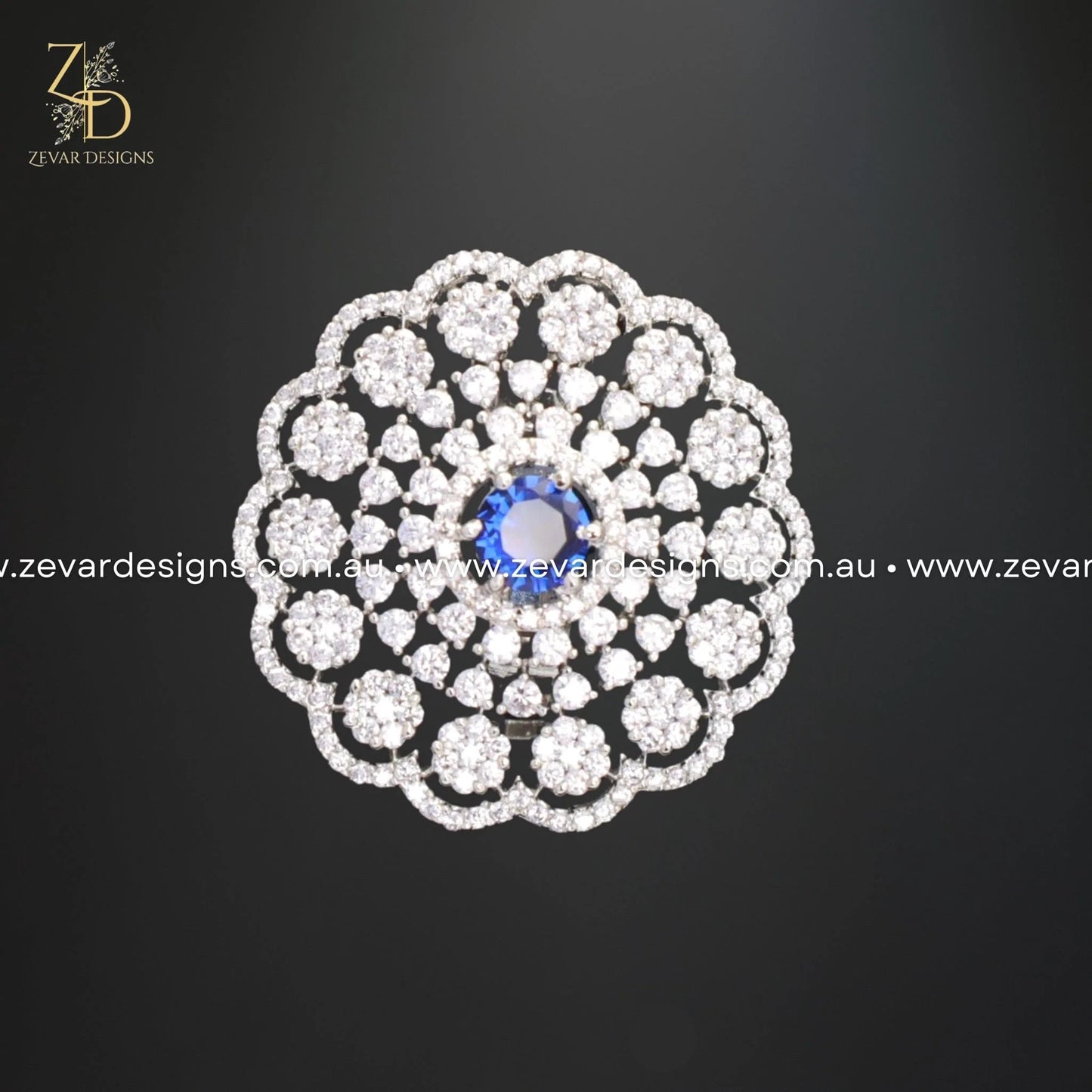 Zevar Designs Rings - AD AD/Zircon Ring - Sapphire Blue