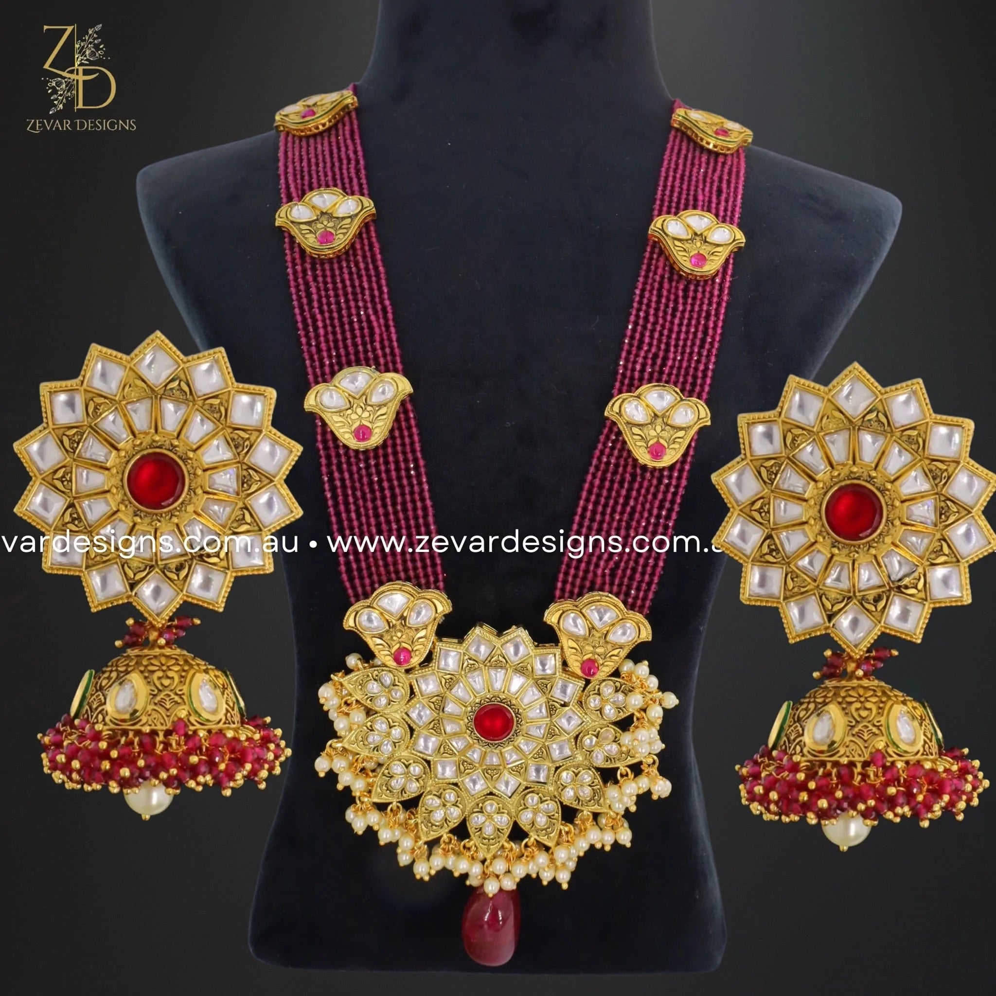 Gulzar Kundan Set (Red)