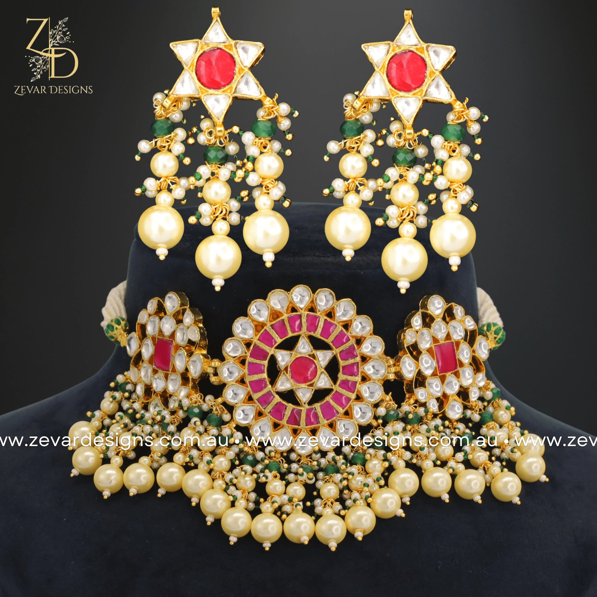 Zevar Designs Necklace Sets Choker Set Pachi Kundan - Multicolor