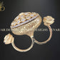 Zevar Designs Kundan Rings Designer Kundan Meena Double Ring - Grey
