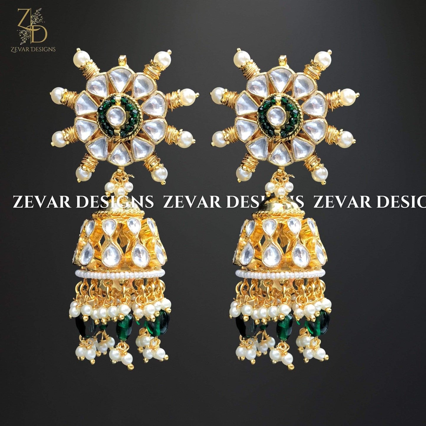 Zevar Designs Kundan Choker Designer Pachi Kundan Choker Set - Green