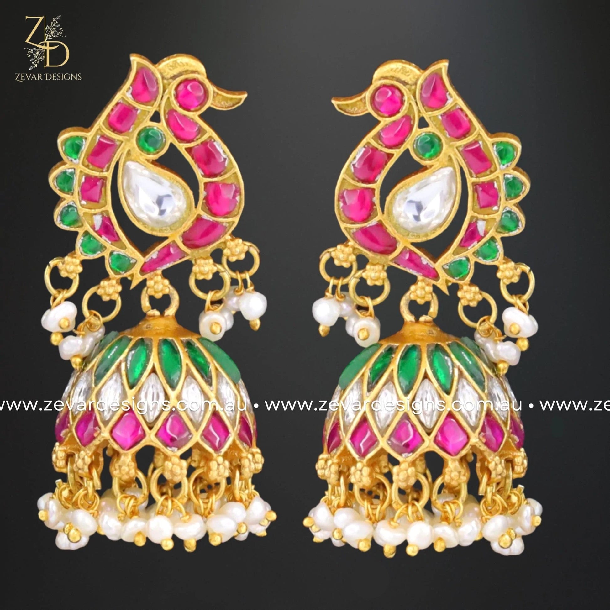 Zevar Designs Kundan Earrings Jadau Kundan Jhumki - Multicoloured