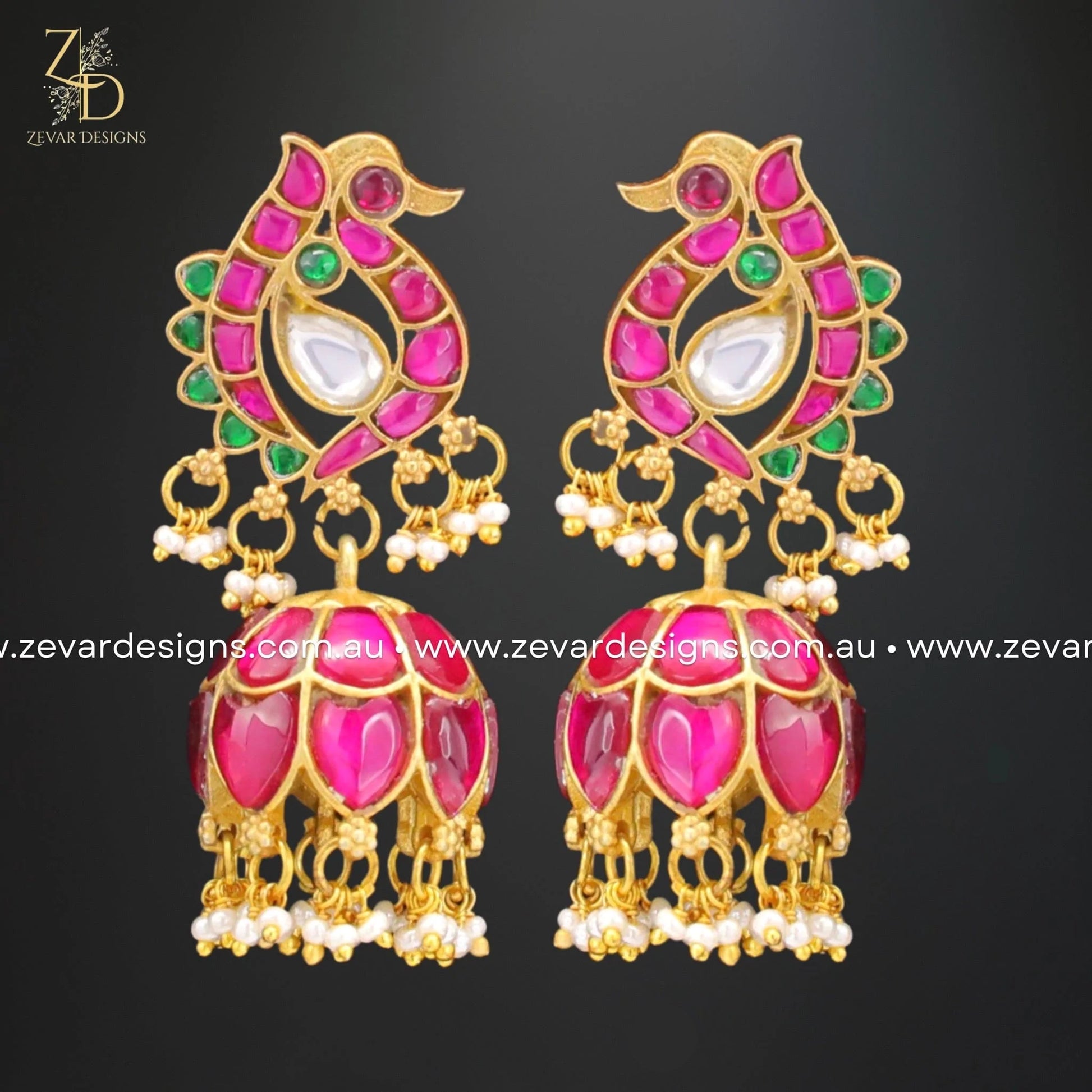 Zevar Designs Kundan Earrings Jadau Kundan Jhumki - Multicoloured