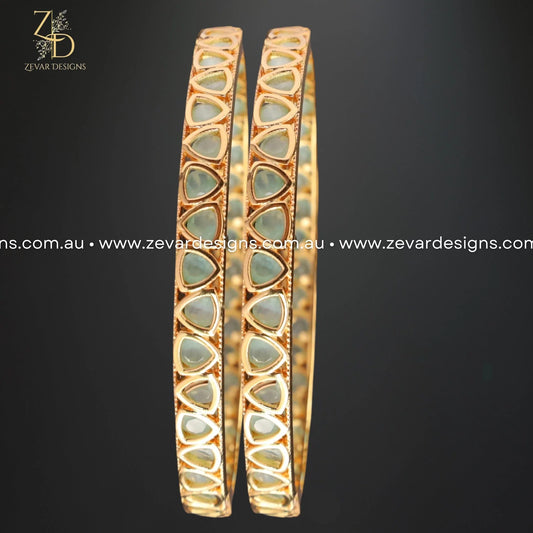 Zevar Designs Kundan Bangles Kundan Bangles - Mint