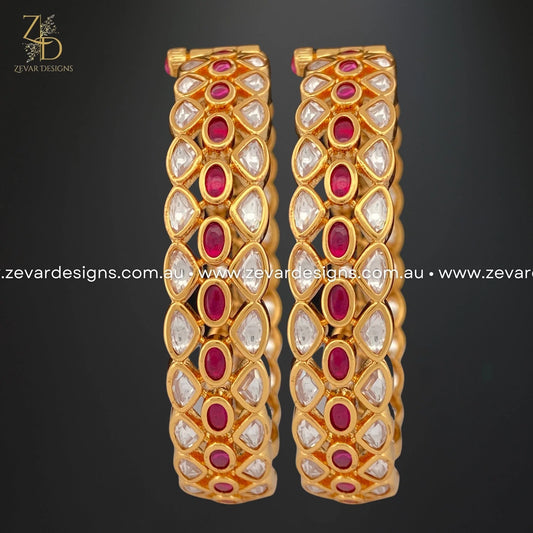 Zevar Designs Kundan Bangles Kundan Bangles - Red