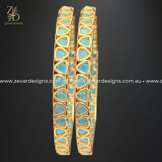Zevar Designs Kundan Bangles Kundan Bangles (Slim) - Blue