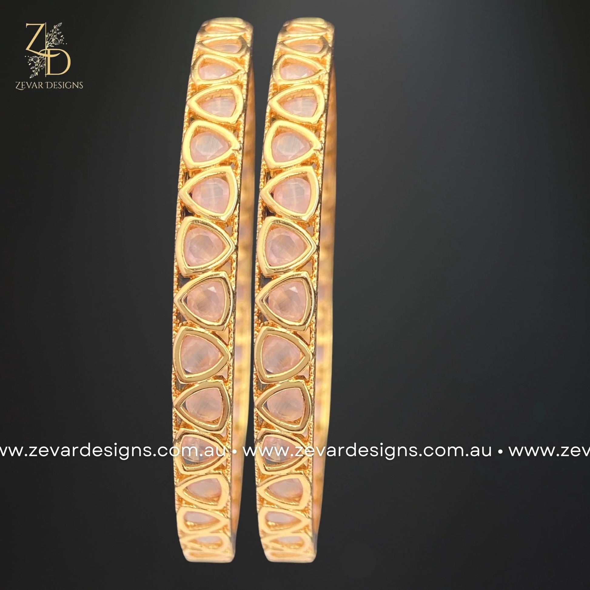 Zevar Designs Kundan Bangles Kundan Bangles (Slim) - Pink