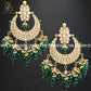 Zevar Designs Kundan Earrings Kundan Chandbali with Green Drops