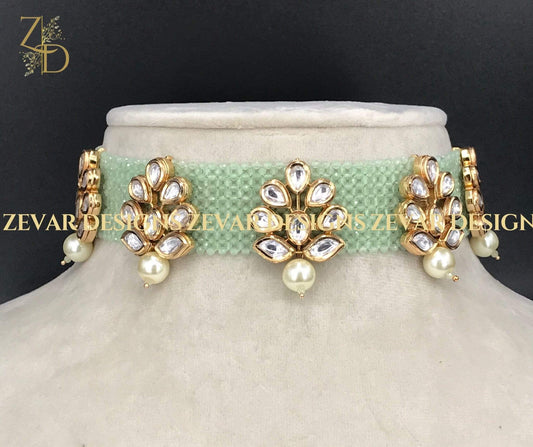 Zevar Designs Kundan Choker Kundan Choker - Mint Green