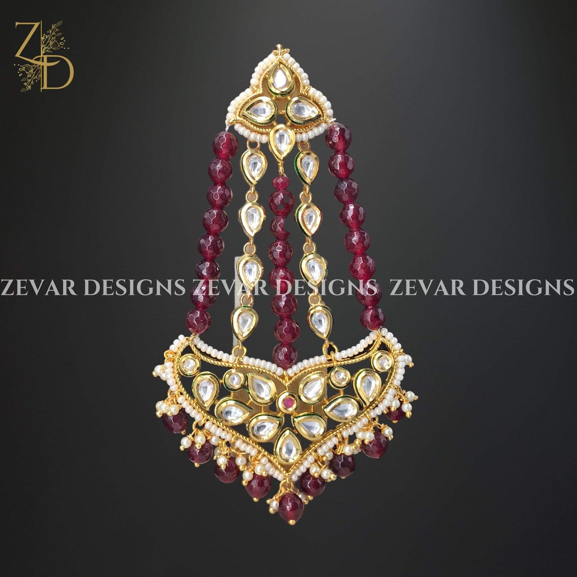 Zevar Designs Kundan Earrings Kundan Earrings and Passa Set