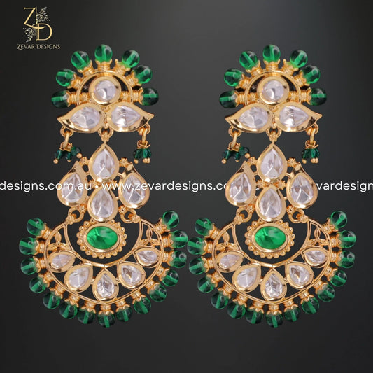 Zevar Designs Kundan Earrings Kundan Earrings - Green