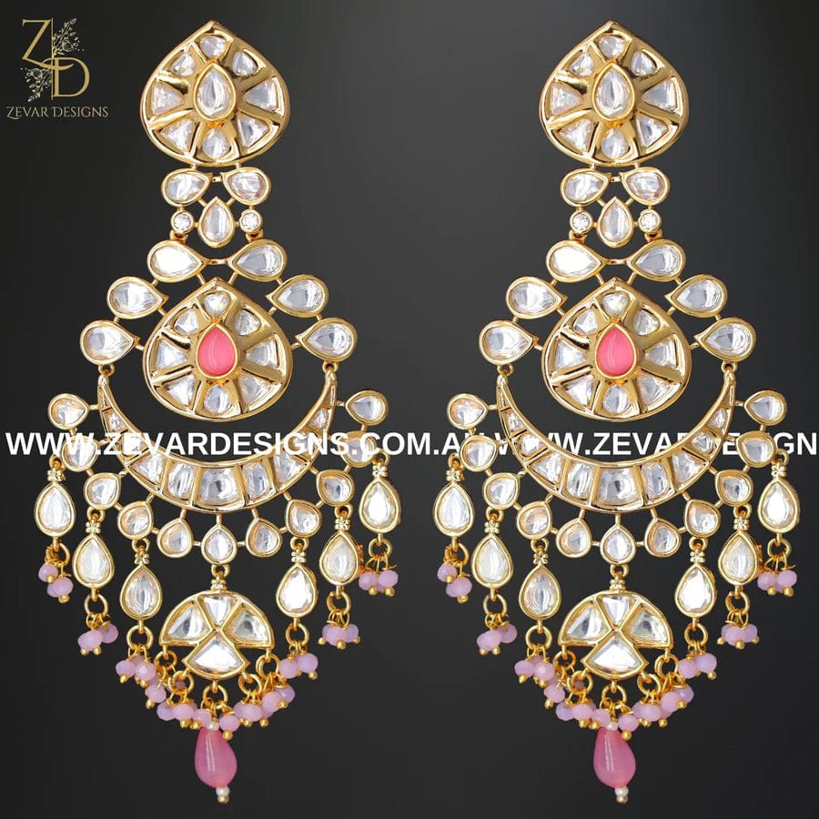 Zevar Designs Designer Earrings Kundan Earrings - Pink