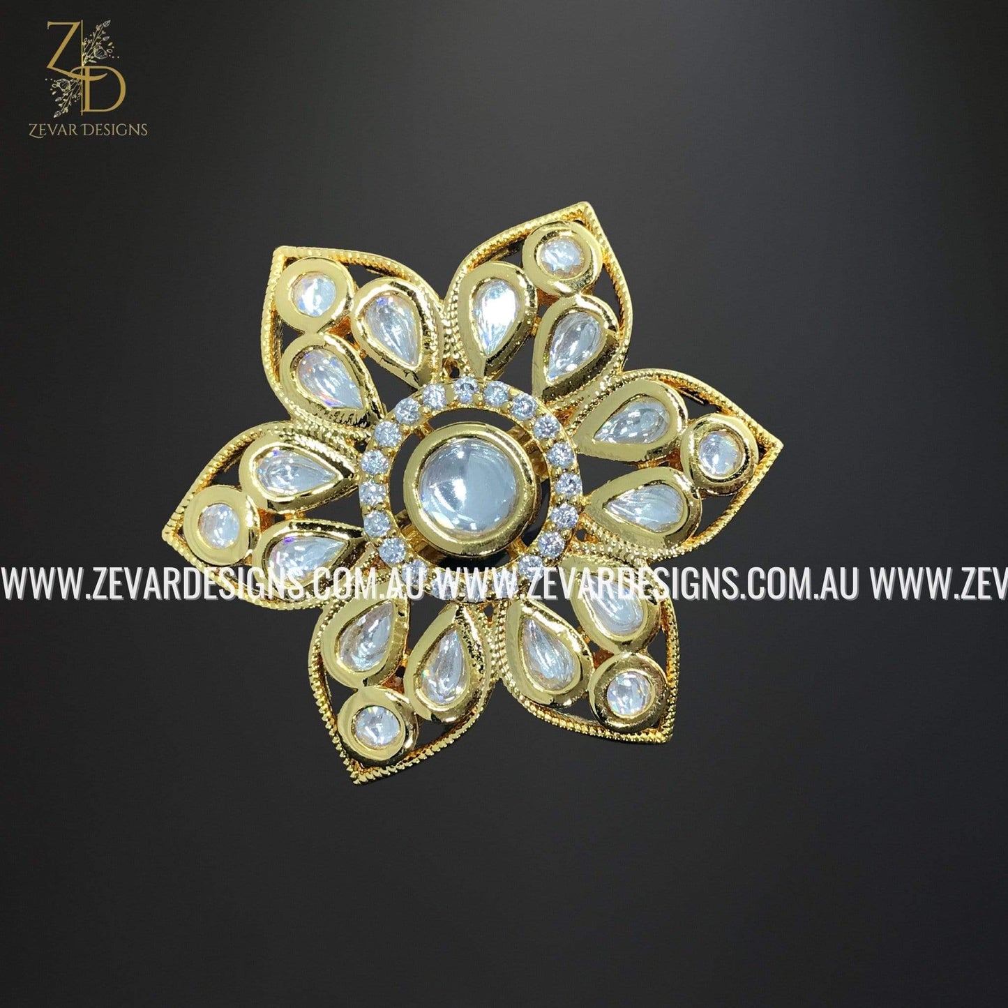 Zevar Designs Rings Kundan Flower Ring