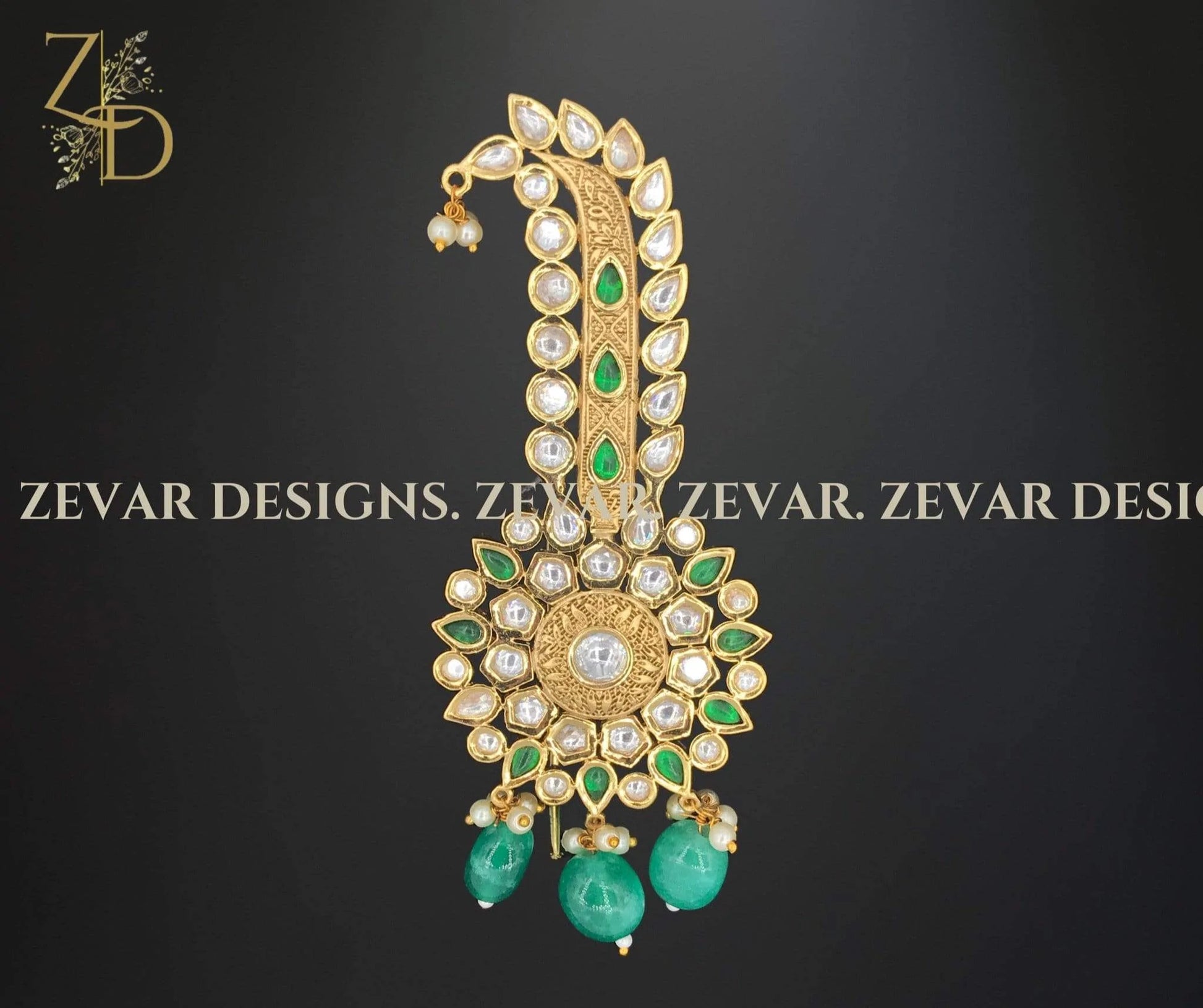 Zevar Designs Kalgi Kundan Kalgi - Green