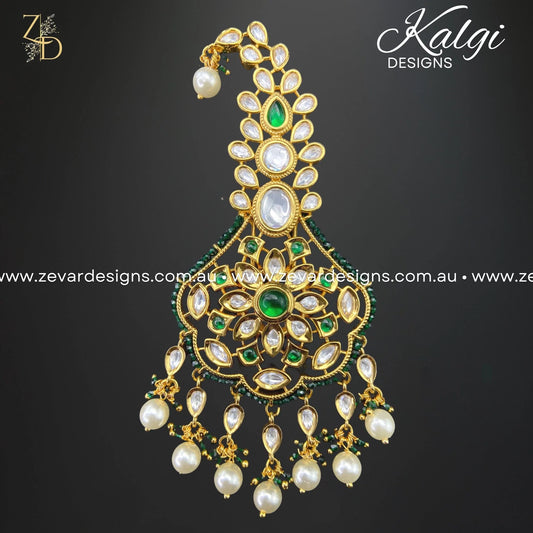 Zevar Designs Accessories Kundan Kalgi - Green