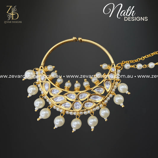 Zevar Designs Accessories Kundan Nath Pearl