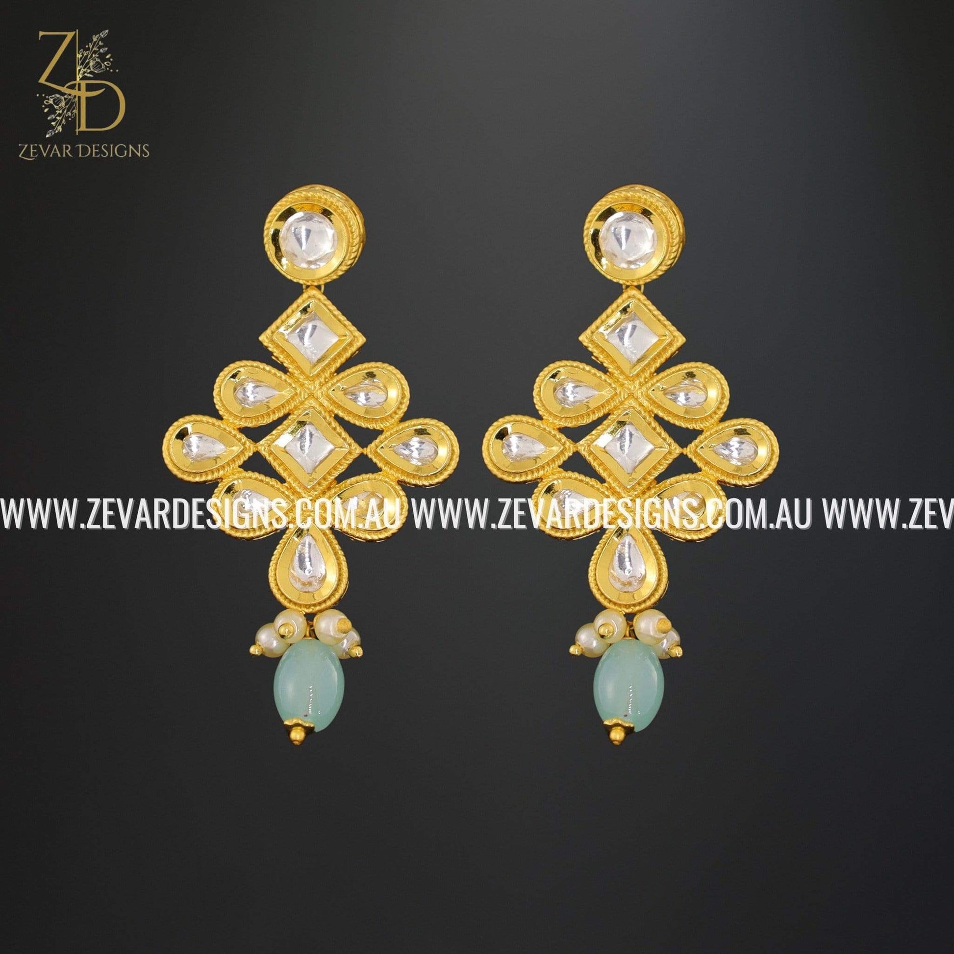 Zevar Designs Necklace Sets Kundan Necklace Set - Mint