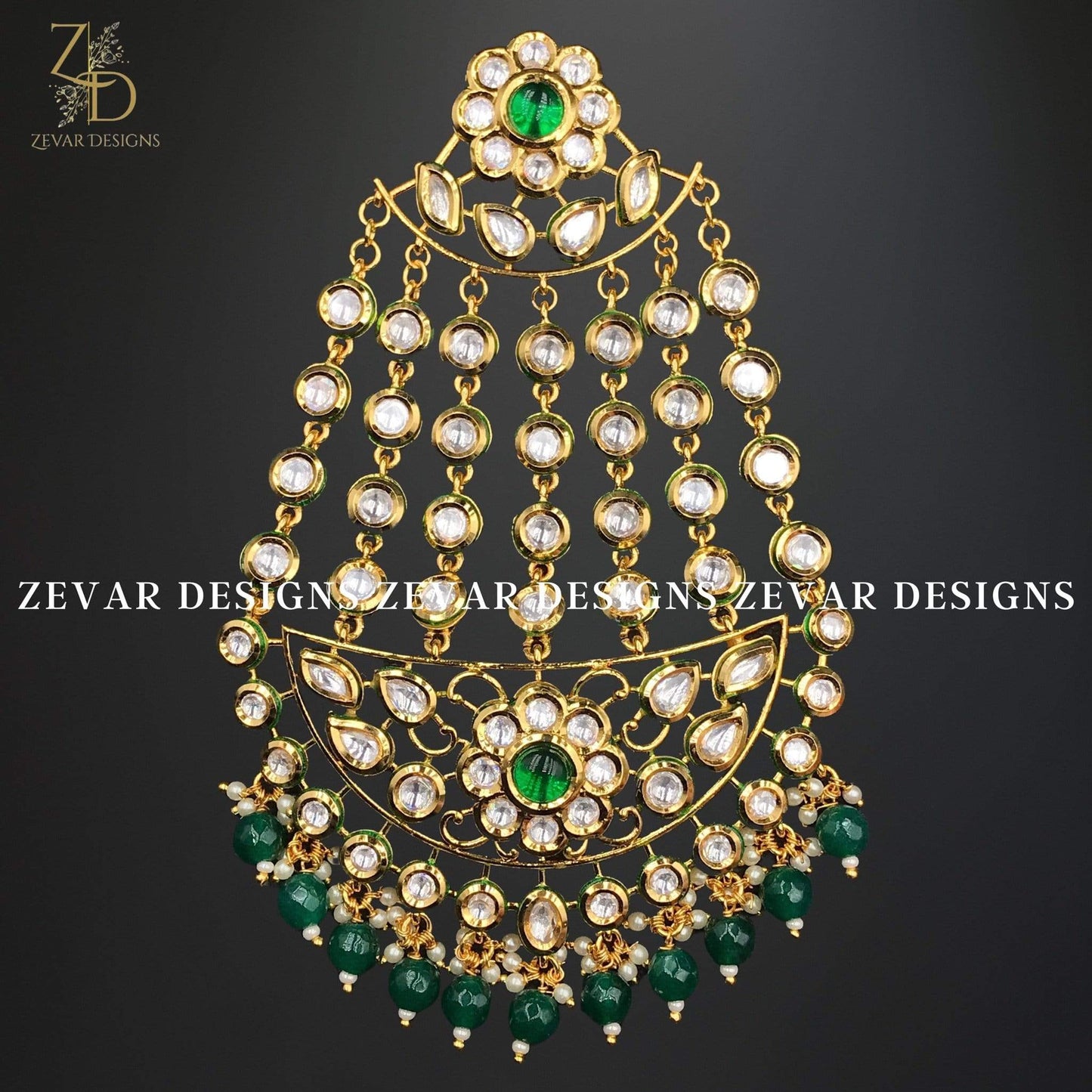 Zevar Designs Passa Kundan Pasa / Jhoomer - Green