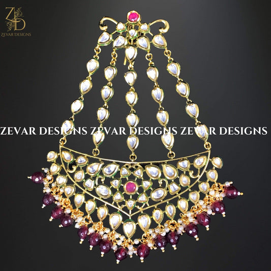 Zevar Designs Passa Kundan Passa - Gold and Ruby Red