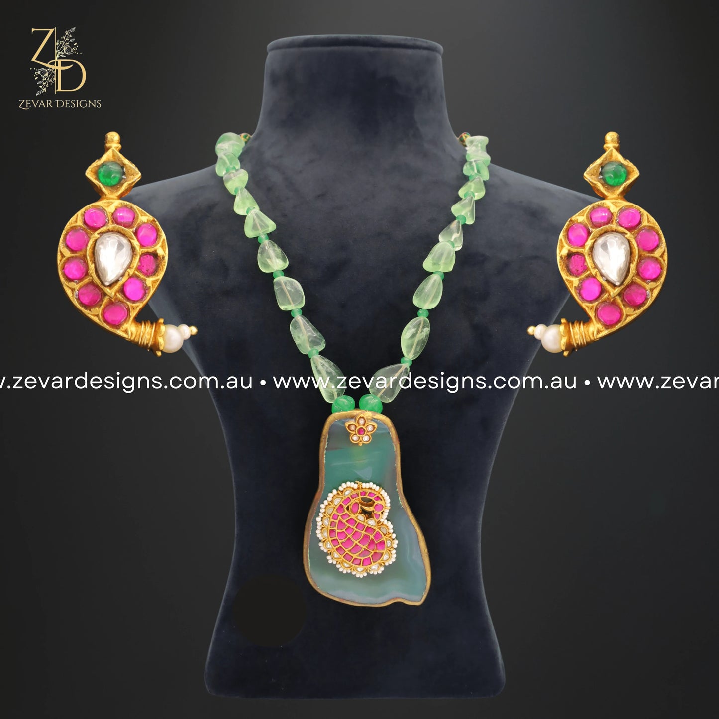 Zevar Designs Long Necklace Sets Kundan Pendant Set - Heritage Inspired
