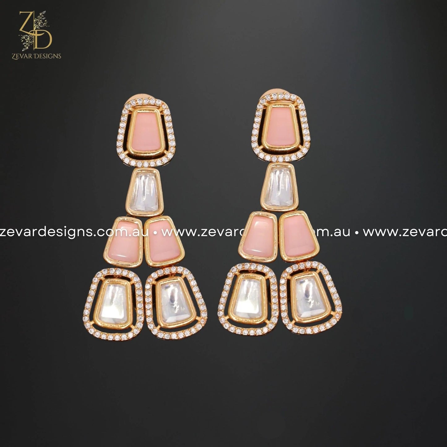Zevar Designs Necklace Sets Kundan Polki AD Necklace Set - Pink