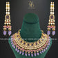 Zevar Designs Designer Necklace Sets Kundan Polki Necklace Set in Pink and Purple