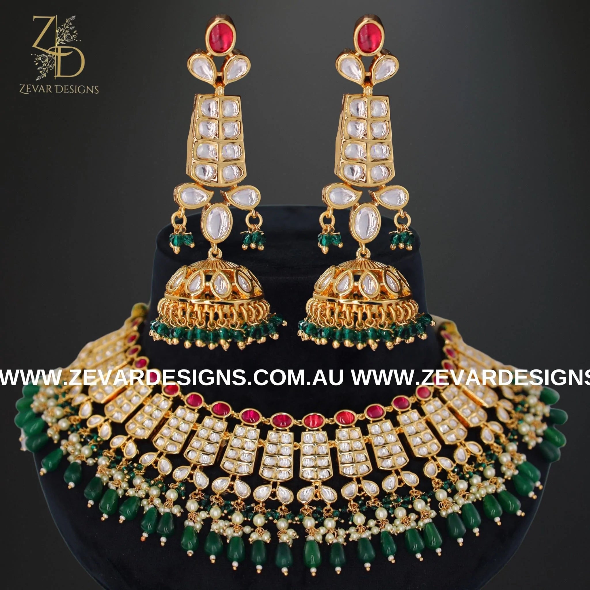Ishika Red Polki Kundan Neckpiece