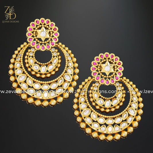 Zevar Designs Kundan Earrings Kundan Polki Traditional Earrings - Ruby