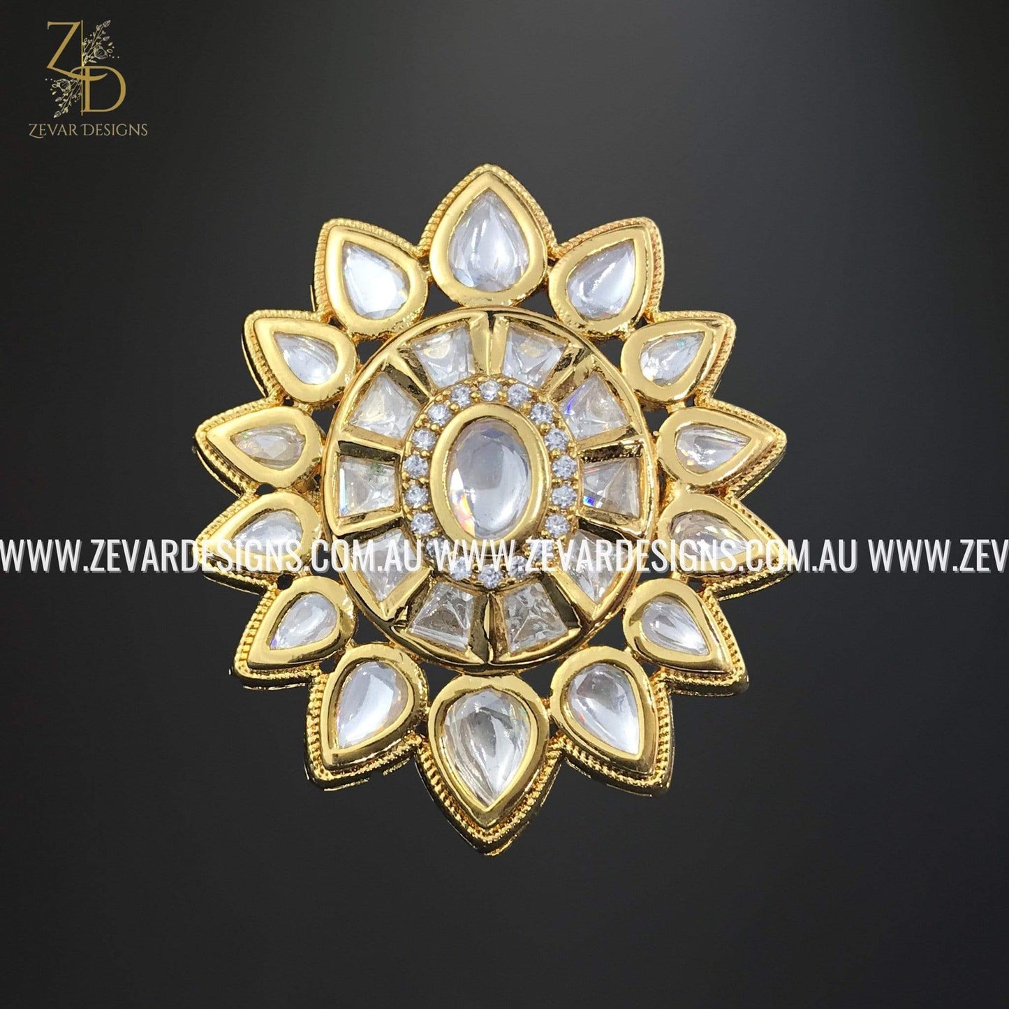 Zevar Designs Rings Kundan Ring - Gold