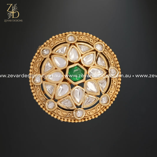 Zevar Designs Rings Kundan Ring - Green