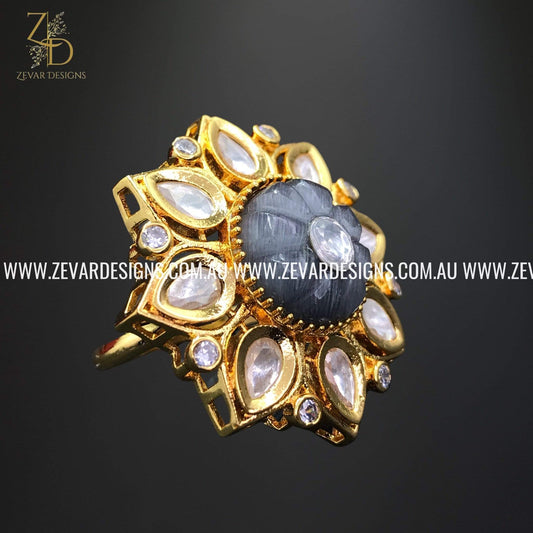 Zevar Designs Rings Kundan Ring in Grey