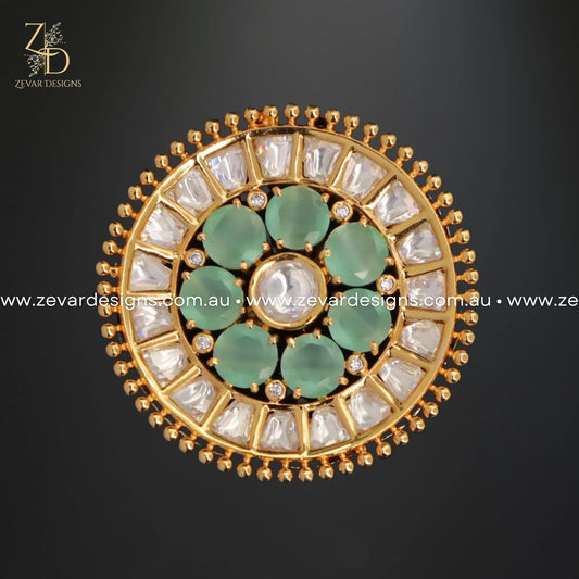 Zevar Designs Rings Kundan Ring in Mint