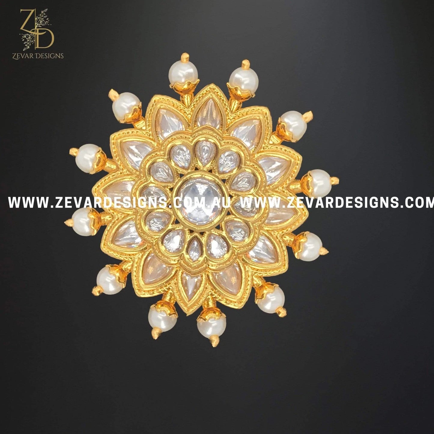 Zevar Designs Kundan Rings Kundan Ring Traditional - Gold