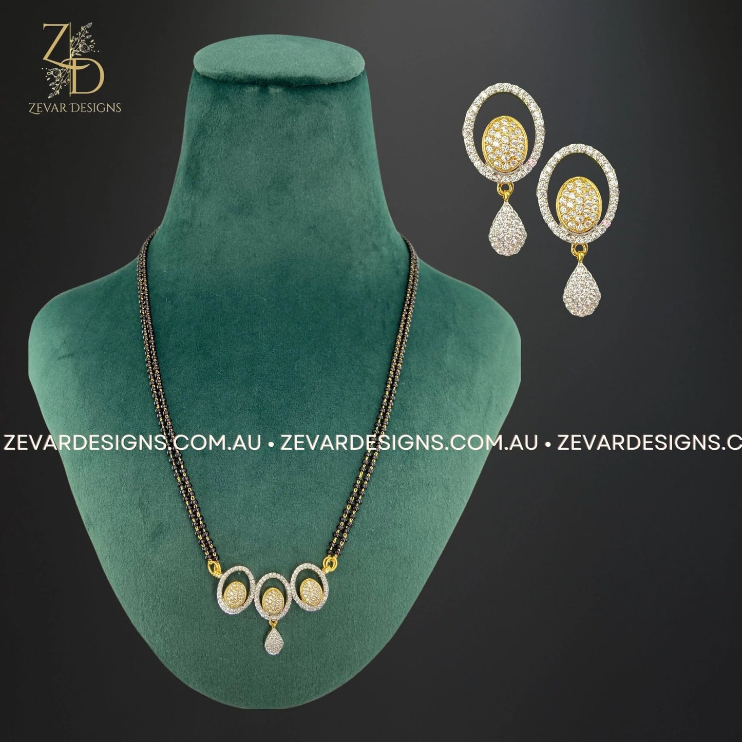 Zevar Designs Mangalsutra Mangalsutra and Earrings Set