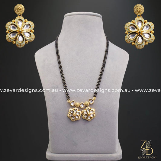 Zevar Designs Mangalsutra Mangalsutra and Earrings Set - Ivory