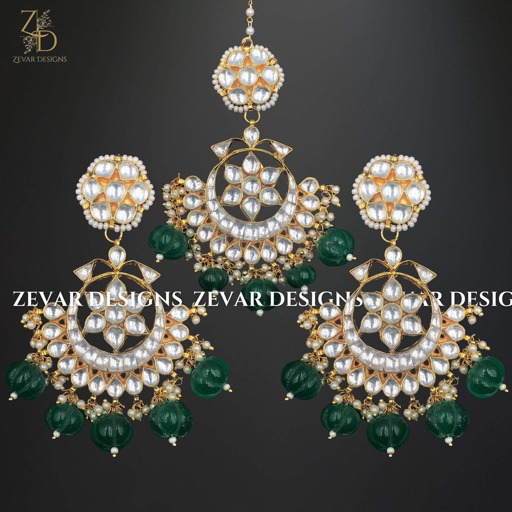 Zevar Designs Kundan Choker Pachi Kundan Choker Set - Green