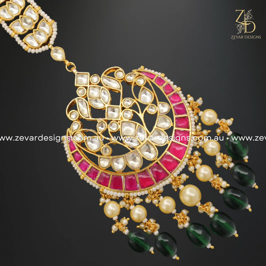 Zevar Designs Maang Tikka Pachi Kundan Maang Tikka - Multicolor