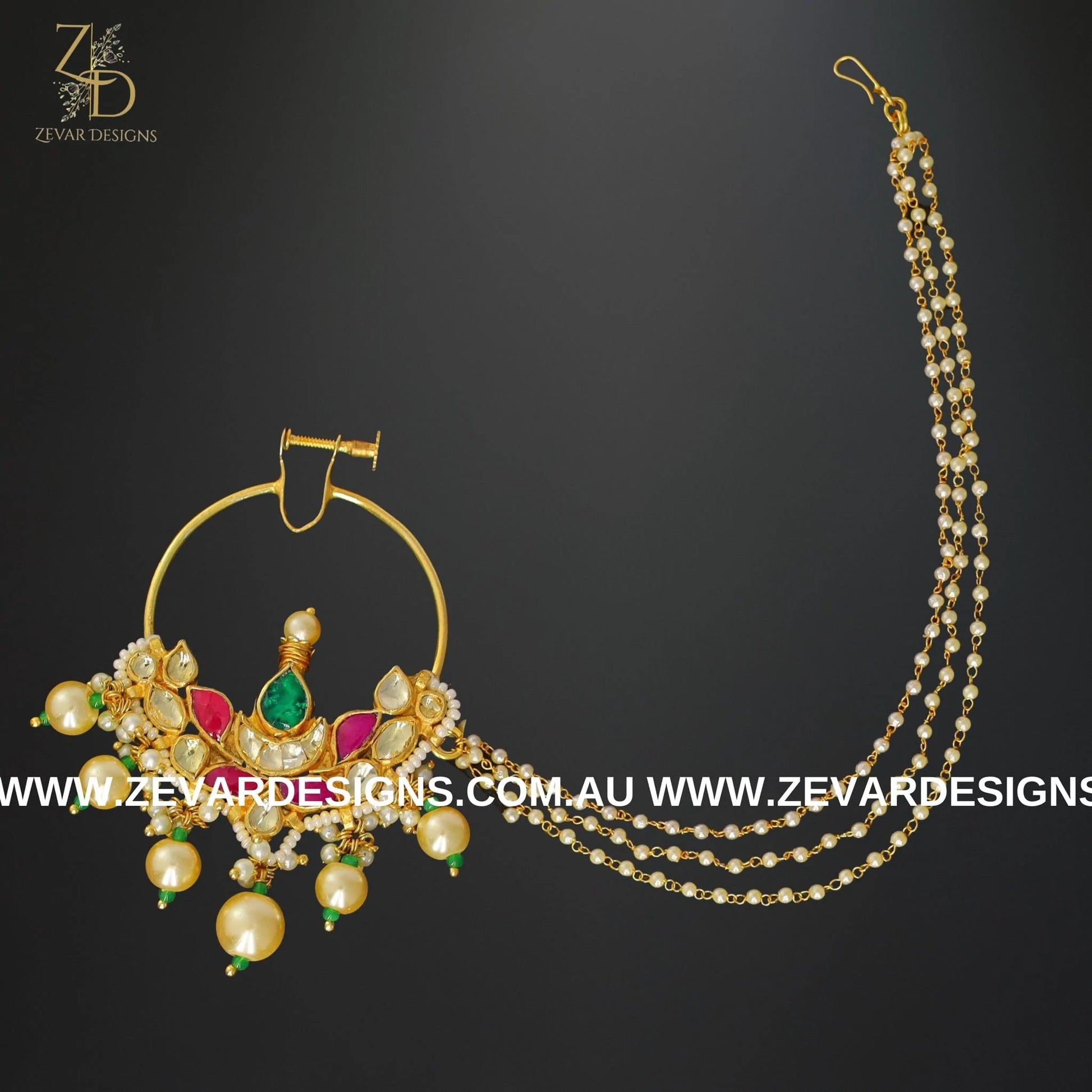 Pachi Kundan Nose Ring Nath Multi Zevar Designs