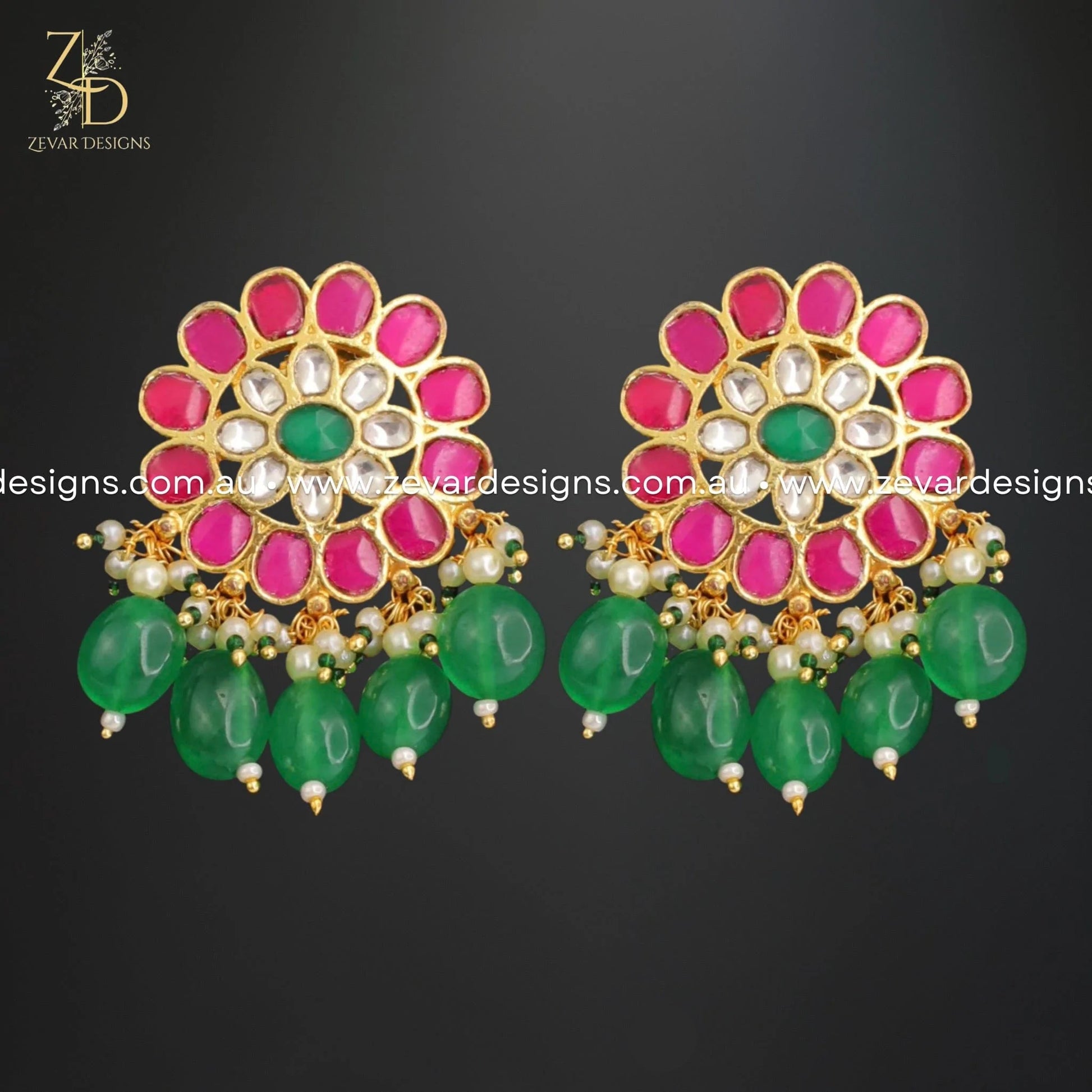 Zevar Designs Long Necklace Sets Pachi Kundan Pendant Set - Multicolor