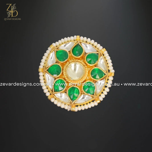 Zevar Designs Rings Pachi Kundan Ring - Green