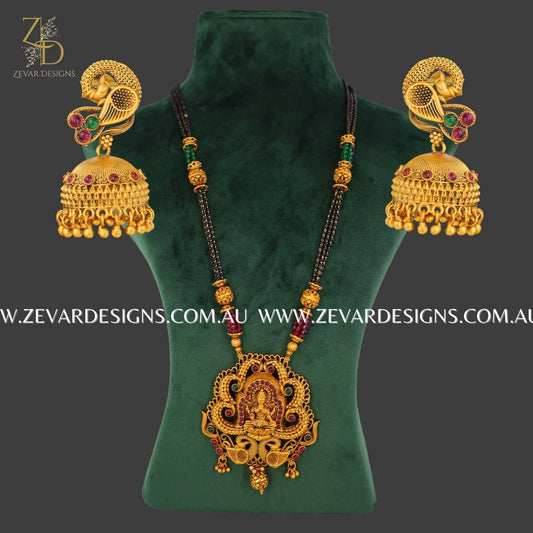 Zevar Designs South Indian South Indian Antique Mangalsutra with Earrings - Multi