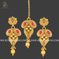 Zevar Designs South Indian South Indian Necklace Set with Tikka - Multi colour