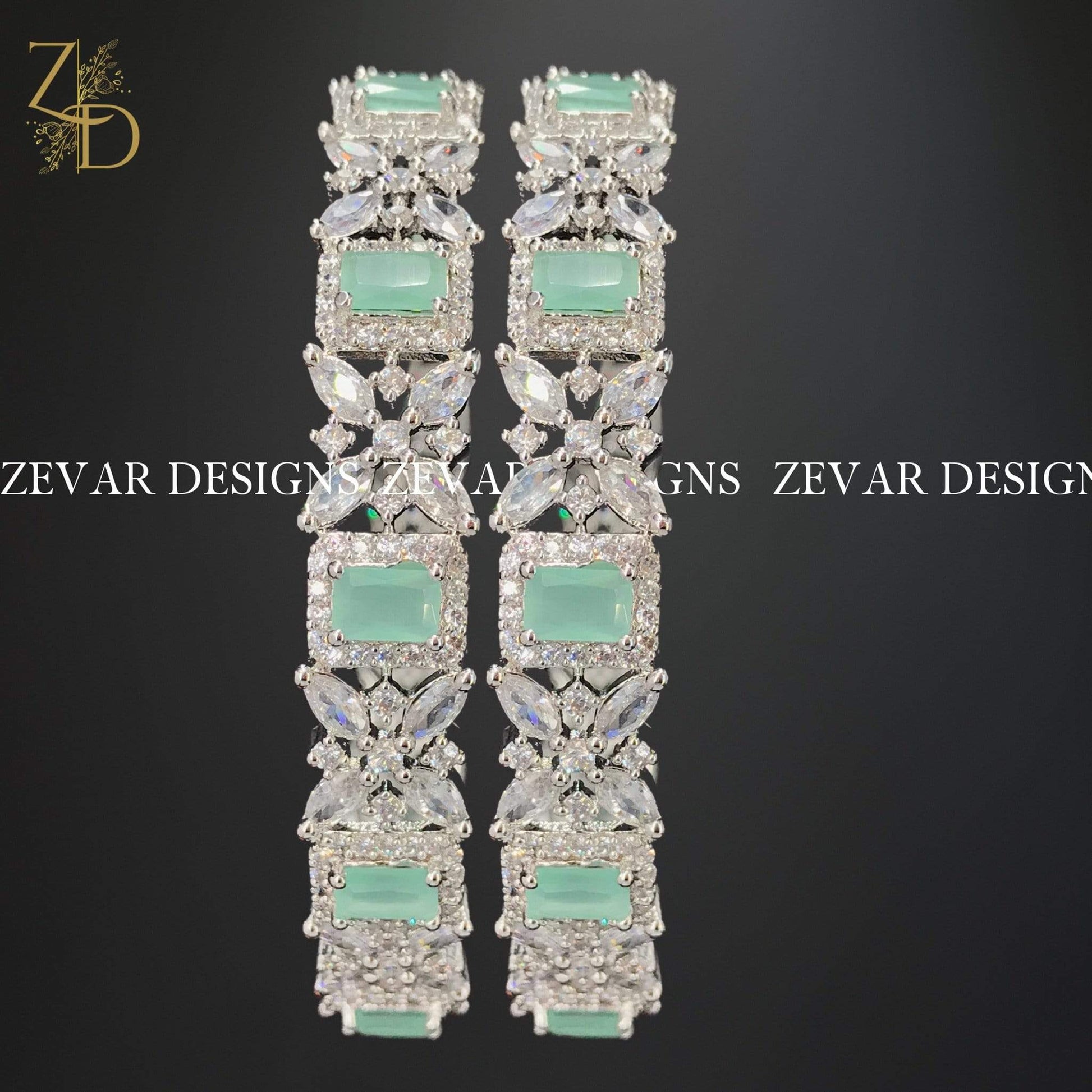Zevar Designs Zircon Bangles Zircon Bangles (Slim) - Mint