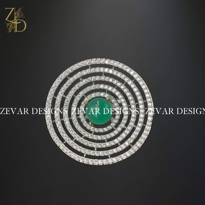Zevar Designs Zircon Ring Emerald Green Zircon Ring in White Rhodium