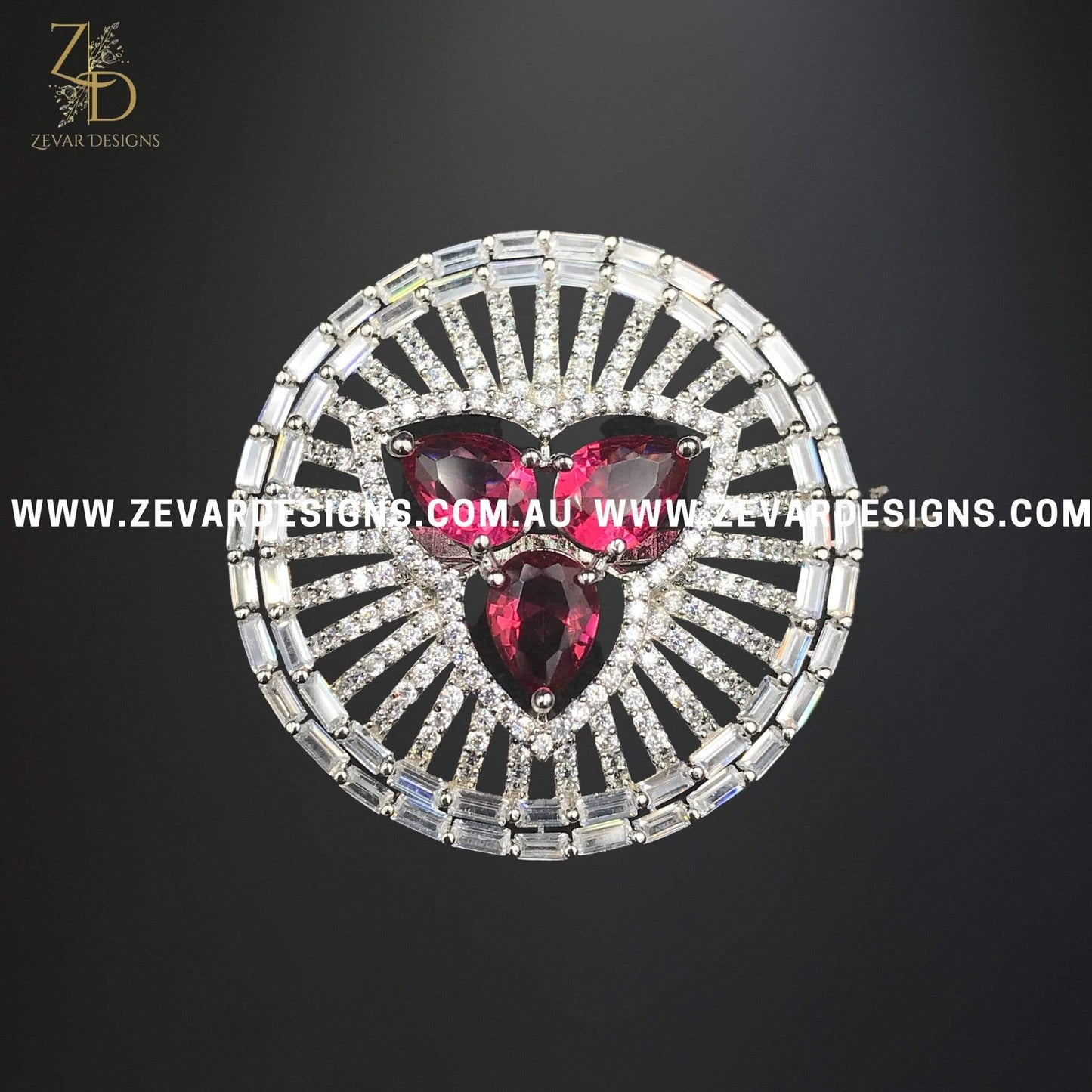 Zevar Designs Rings Zircon Ring - Ruby Red